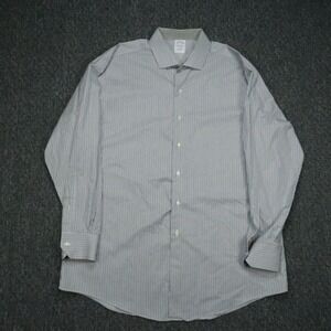 Brooks Brothers Shirt Men XXL 17.5‎ Blue Striped Slim Fit Long Sleeve Button USA